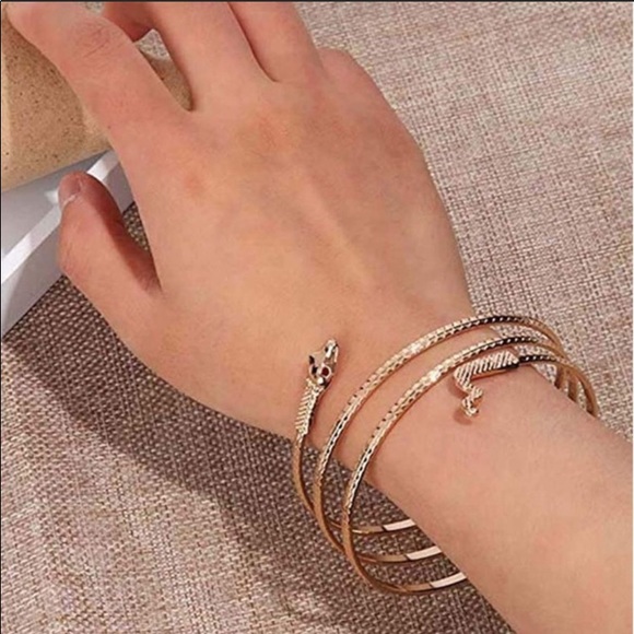 Upper or Lower Silver Serpent Snake Arm Cuff - Picture 4 of 4